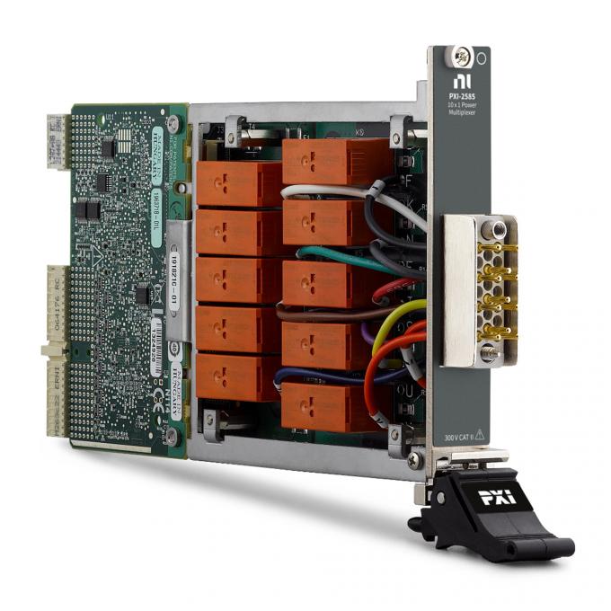 Side view of الصكوك الوطنية PXI-2585 PXI Multiplexer Switch Module